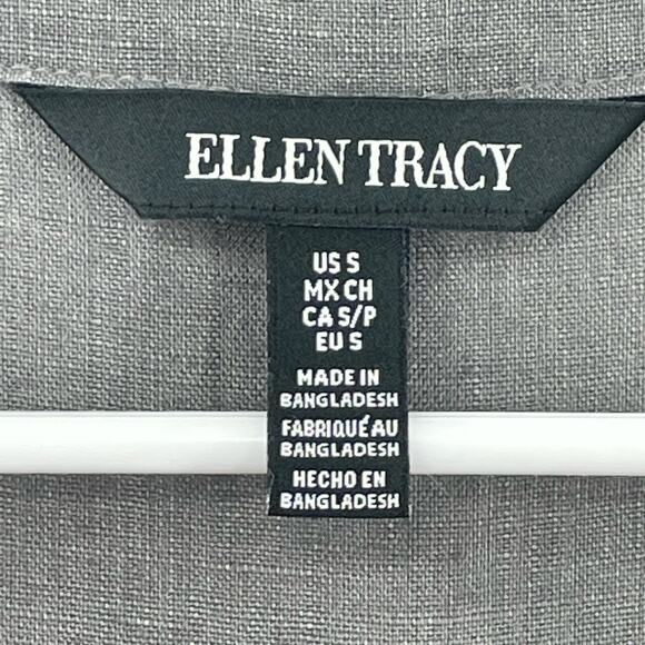 Ellen Tracy 100% Linen Blouse, Gray, NWT, Sz. S, PULLED THREAD - Picture 7 of 16